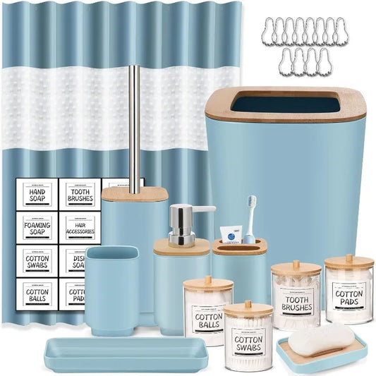 24 Piece Set,  Curtain, Trash Can,  Accessories